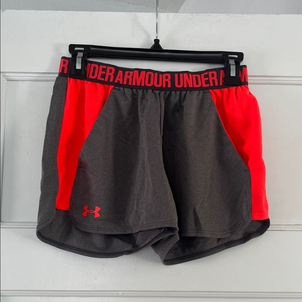 Under Armour Women's Athletic Shorts in Red and Gray